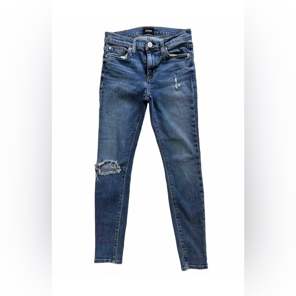 Hudson Jeans 24 Nico Midrise Ankle Super Skinny Medium Wash Blue Distressed GUC